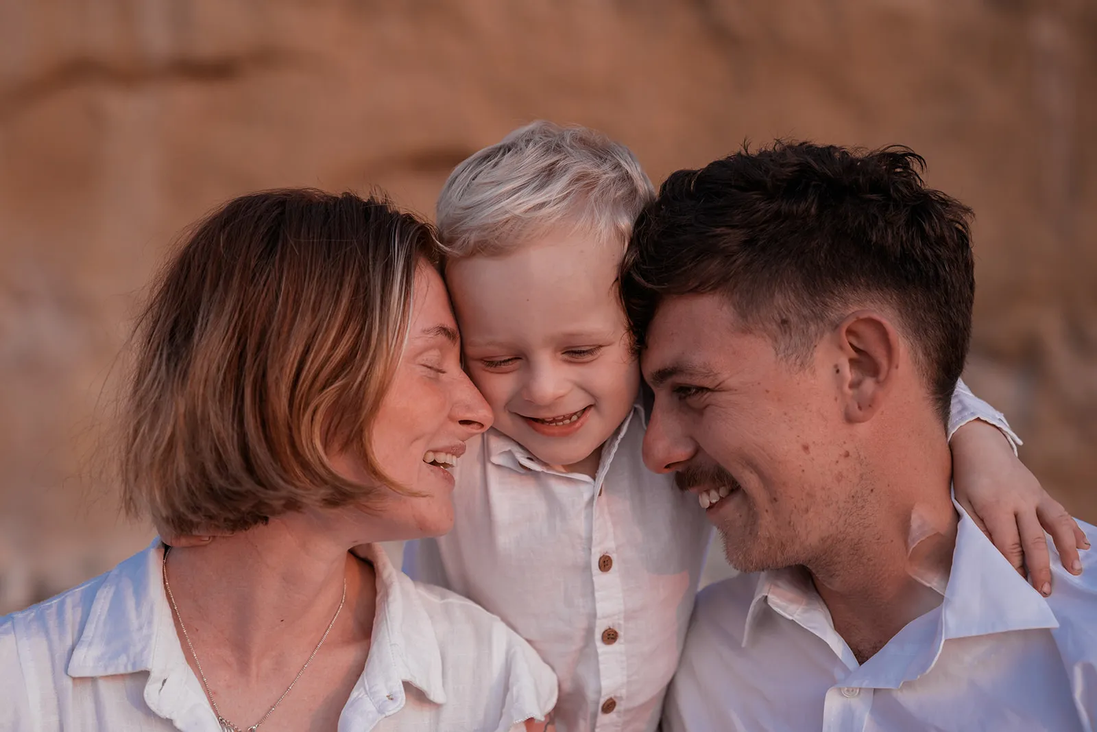 Intimate parent-and-child moment in close composition