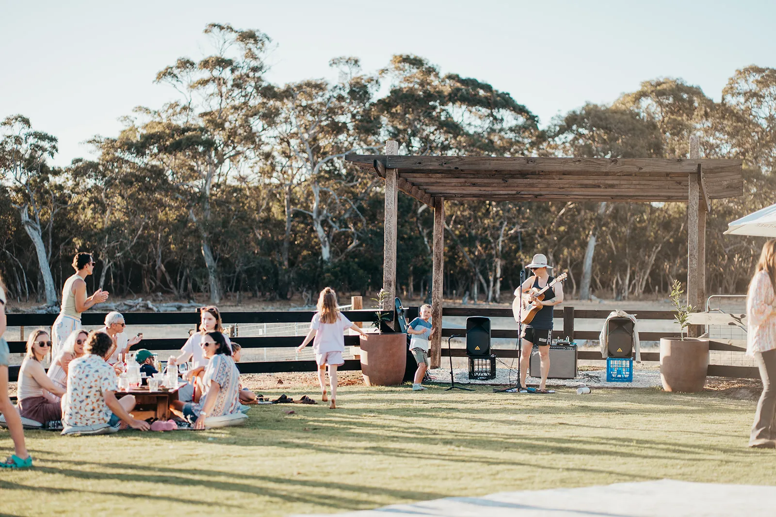 Live music on the picnic lawn at a Fleurieu distillery