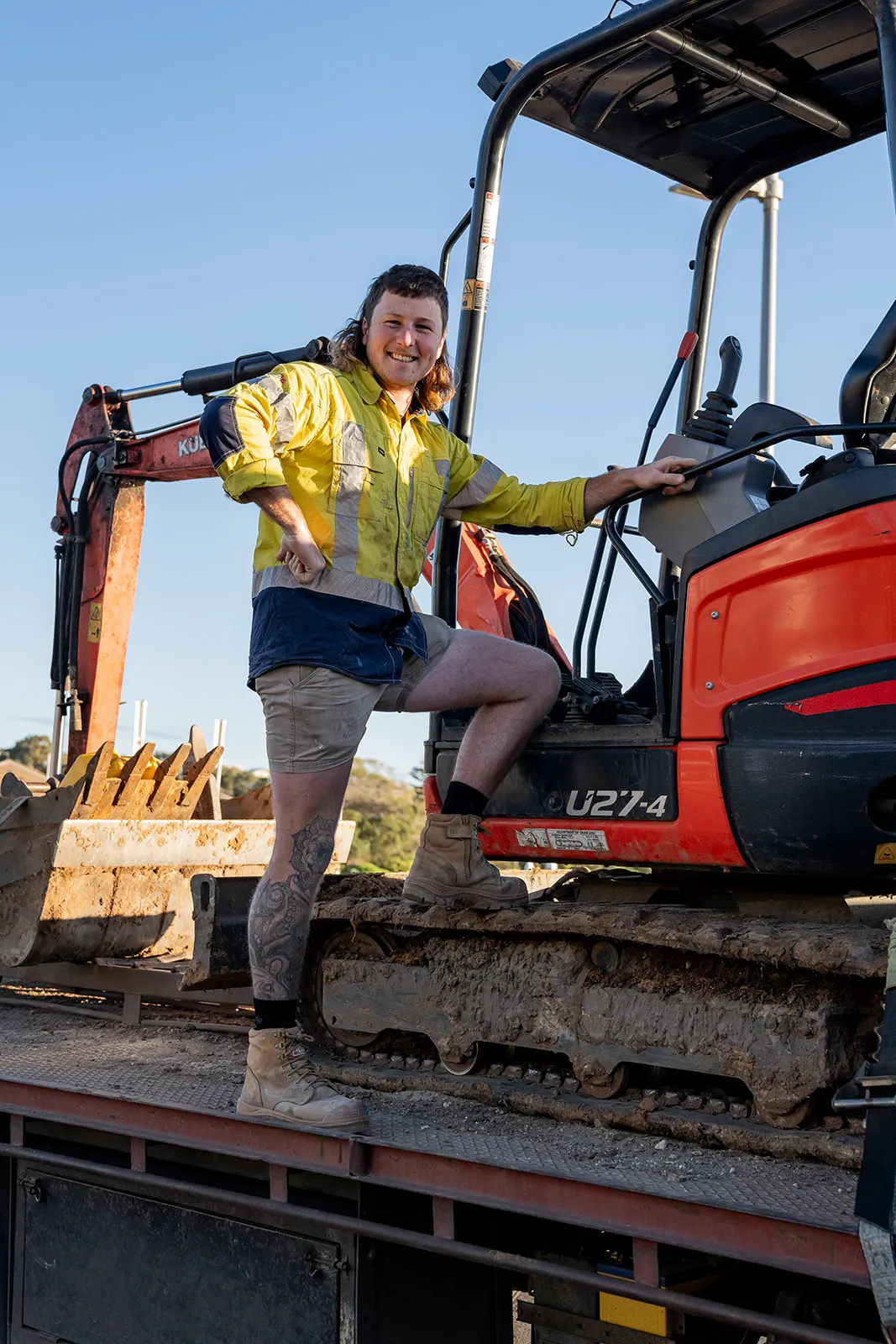 Tradesman with machinery, full of personality