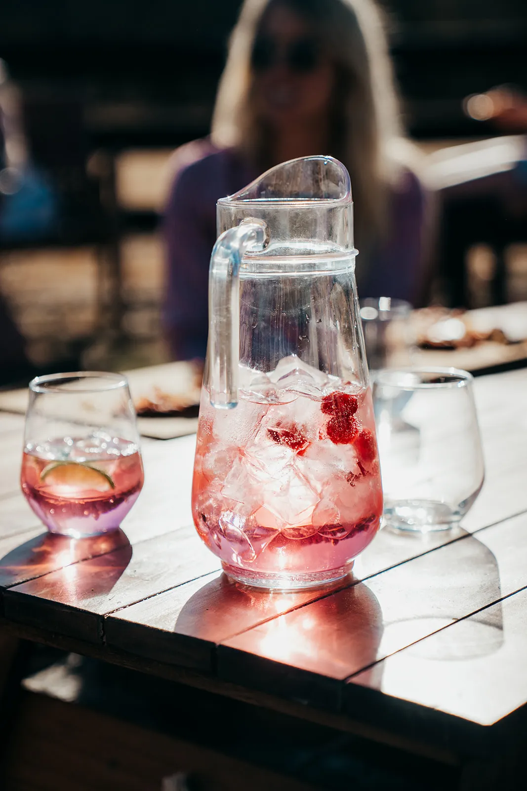 Backlit cocktail pitcher and glass