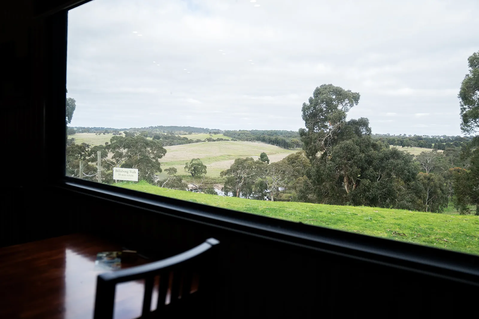 The landscape framed through the venue window