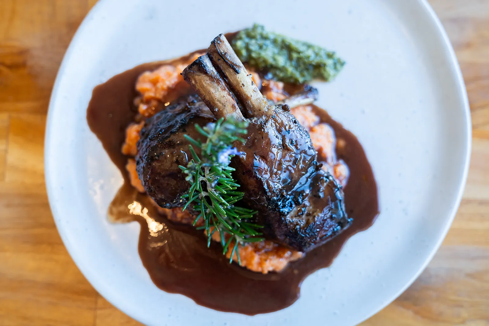 Plated main course with refined styling