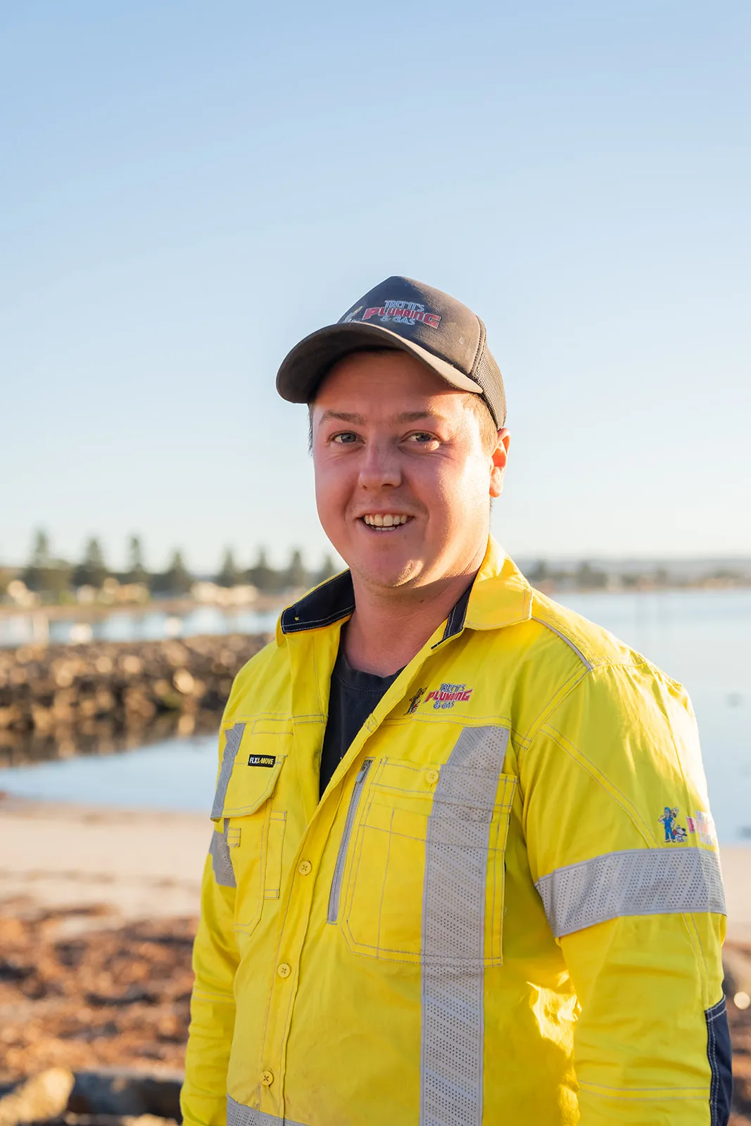 Relaxed staff portrait on site